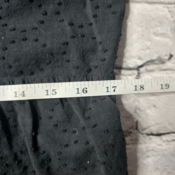 BCBG MaxAzria 100% Cotton Black Textured Polka Dot Lace Up Collar Blouse Large - Picture 10 of 13